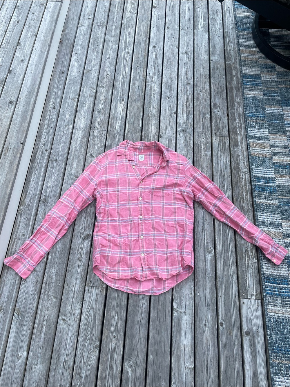 Men’a Coral Plaid Button-Up Shirt